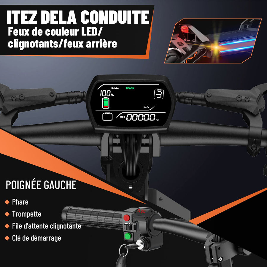 Trottinette électrique Adulte WS5 MAX - Moteur 500W, Autonomie 40km, Vitesse 25km/h, Pneus 10", Pliable