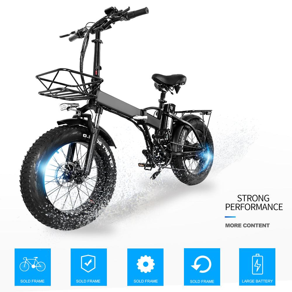 TODIMART GW20 Electric Folding Bike Fat Tire with 48V 15Ah battery,City Mountain Bicycle Booster