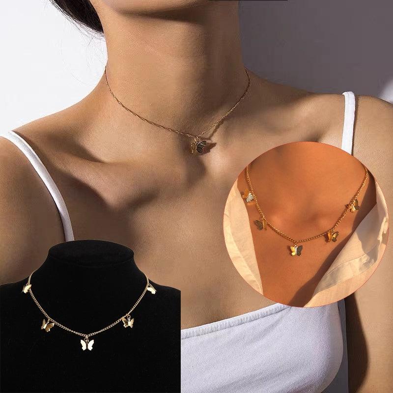 Butterfly Crystal Women Gold Chain Necklace Personal Pendent Necklaces Choker Necklace Jewelry Accessories Gifts - TODIMART