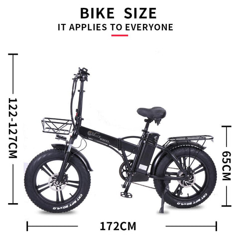 GW20 ELECTRIC FOLDING BIKE FAT TIRE WITH 48V 15AH BATTERY,CITY MOUNTAIN BICYCLE BOOSTER